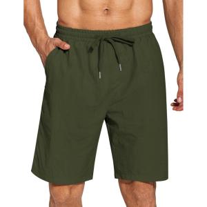 imageCOOFANDY Mens Summer Beach Shorts Lightweight Elastic Waist Drawstring Casual Shorts with PocketArmy Green