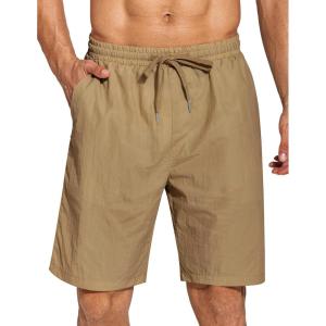 imageCOOFANDY Mens Summer Beach Shorts Lightweight Elastic Waist Drawstring Casual Shorts with PocketDark Khaki
