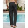 imageCOOFANDY Mens Linen Casual Pants Elastic Waist Beach Pants Lightweight Drawstring Summer Yoga PantsBlack