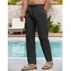 imageCOOFANDY Mens Linen Casual Pants Elastic Waist Beach Pants Lightweight Drawstring Summer Yoga PantsBlack