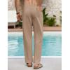 imageCOOFANDY Mens Linen Casual Pants Elastic Waist Beach Pants Lightweight Drawstring Summer Yoga PantsDark Khaki