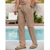imageCOOFANDY Mens Linen Casual Pants Elastic Waist Beach Pants Lightweight Drawstring Summer Yoga PantsDark Khaki