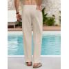 imageCOOFANDY Mens Linen Casual Pants Elastic Waist Beach Pants Lightweight Drawstring Summer Yoga PantsKhaki