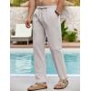 imageCOOFANDY Mens Linen Casual Pants Elastic Waist Beach Pants Lightweight Drawstring Summer Yoga PantsLight Gray