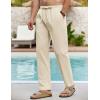 imageCOOFANDY Mens Linen Casual Pants Elastic Waist Beach Pants Lightweight Drawstring Summer Yoga PantsLight Khaki