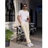 imageCOOFANDY Mens Linen Casual Pants Elastic Waist Beach Pants Lightweight Drawstring Summer Yoga PantsLight Khaki