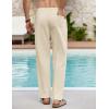imageCOOFANDY Mens Linen Casual Pants Elastic Waist Beach Pants Lightweight Drawstring Summer Yoga PantsLight Khaki
