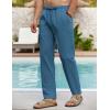 imageCOOFANDY Mens Linen Casual Pants Elastic Waist Beach Pants Lightweight Drawstring Summer Yoga PantsNavy Blue