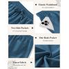 imageCOOFANDY Mens Linen Casual Pants Elastic Waist Beach Pants Lightweight Drawstring Summer Yoga PantsNavy Blue