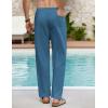 imageCOOFANDY Mens Linen Casual Pants Elastic Waist Beach Pants Lightweight Drawstring Summer Yoga PantsNavy Blue