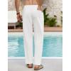 imageCOOFANDY Mens Linen Casual Pants Elastic Waist Beach Pants Lightweight Drawstring Summer Yoga PantsWhite