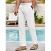 imageCOOFANDY Mens Linen Casual Pants Elastic Waist Beach Pants Lightweight Drawstring Summer Yoga PantsWhite