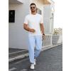 imageCOOFANDY Mens Waffle Jogger Lightweight Drawstring Casual Pants Slim Fit Jogger Sweatpants with PocketsLight Blue