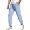 imageCOOFANDY Mens Waffle Jogger Lightweight Drawstring Casual Pants Slim Fit Jogger Sweatpants with PocketsLight Blue