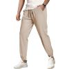 imageCOOFANDY Mens Waffle Jogger Lightweight Drawstring Casual Pants Slim Fit Jogger Sweatpants with PocketsLight Brown