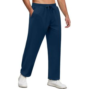 imageCOOFANDY Men Jogger Yoga Sweatpants Casual Athletic Elastic Waist Pants Open Bottom Trouser Jersey Knit Pants with PocketsBlue Purple