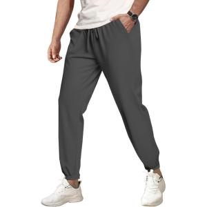 imageCOOFANDY Mens Waffle Jogger Lightweight Drawstring Casual Pants Slim Fit Jogger Sweatpants with PocketsDark Grey