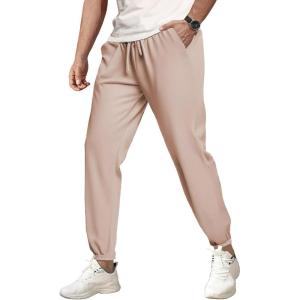 imageCOOFANDY Mens Waffle Jogger Lightweight Drawstring Casual Pants Slim Fit Jogger Sweatpants with PocketsKhaki