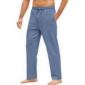 imageCOOFANDY Mens Yoga Pants Casual Elastic Waist Drawstring Jogger Sweatpants Open Bottom Lounge PantsBlue