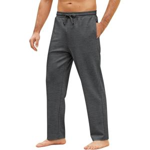 imageCOOFANDY Mens Yoga Pants Casual Elastic Waist Drawstring Jogger Sweatpants Open Bottom Lounge PantsCharcoal