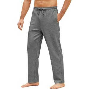 imageCOOFANDY Mens Yoga Pants Casual Elastic Waist Drawstring Jogger Sweatpants Open Bottom Lounge PantsGrey