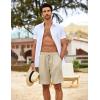 imageCOOFANDY Mens Beach Shorts 9quot Elastic Waist Drawstring Shorts Lightweight Regular Fit Casual Summer ShortsBlackLight Khaki