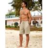 imageCOOFANDY Mens Beach Shorts 9quot Elastic Waist Drawstring Shorts Lightweight Regular Fit Casual Summer ShortsBlackLight Khaki