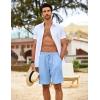 imageCOOFANDY Mens Beach Shorts 9quot Elastic Waist Drawstring Shorts Lightweight Regular Fit Casual Summer ShortsLight Blue