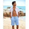 imageCOOFANDY Mens Beach Shorts 9quot Elastic Waist Drawstring Shorts Lightweight Regular Fit Casual Summer ShortsLight Blue