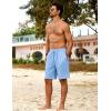 imageCOOFANDY Mens Beach Shorts 9quot Elastic Waist Drawstring Shorts Lightweight Regular Fit Casual Summer ShortsLight Blue