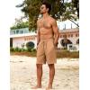imageCOOFANDY Mens Beach Shorts 9quot Elastic Waist Drawstring Shorts Lightweight Regular Fit Casual Summer ShortsLight Brown