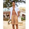 imageCOOFANDY Mens Beach Shorts 9quot Elastic Waist Drawstring Shorts Lightweight Regular Fit Casual Summer ShortsLight Brown