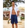 imageCOOFANDY Mens Beach Shorts 9quot Elastic Waist Drawstring Shorts Lightweight Regular Fit Casual Summer ShortsNavy Blue
