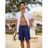 imageCOOFANDY Mens Beach Shorts 9quot Elastic Waist Drawstring Shorts Lightweight Regular Fit Casual Summer ShortsNavy BlueLight Khaki