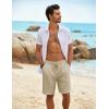 imageCOOFANDY Mens Beach Shorts 9quot Elastic Waist Drawstring Shorts Lightweight Regular Fit Casual Summer ShortsNavy BlueLight Khaki