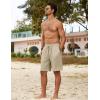 imageCOOFANDY Mens Beach Shorts 9quot Elastic Waist Drawstring Shorts Lightweight Regular Fit Casual Summer ShortsNavy BlueLight Khaki