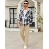 imageCOOFANDY Mens Casual Cargo Pants Relaxed Fit Outdoor Hiking Pants Cotton Drawstring Sweatpants with PocketsLight Khaki