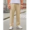imageCOOFANDY Mens Casual Cargo Pants Relaxed Fit Outdoor Hiking Pants Cotton Drawstring Sweatpants with PocketsLight Khaki