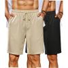imageCOOFANDY Mens Beach Shorts 9quot Elastic Waist Drawstring Shorts Lightweight Regular Fit Casual Summer ShortsBlackLight Khaki