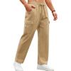 imageCOOFANDY Mens Casual Cargo Pants Relaxed Fit Outdoor Hiking Pants Cotton Drawstring Sweatpants with PocketsKhaki