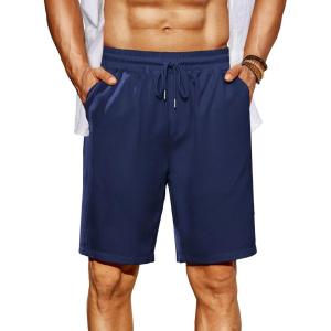 imageCOOFANDY Mens Beach Shorts 9quot Elastic Waist Drawstring Shorts Lightweight Regular Fit Casual Summer ShortsNavy Blue
