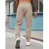 imageCOOFANDY Mens Corduroy Pants Casual Drawstring Trousers Elastic Waist Fashion Tapered Streetwear Joggers with PocketsLight Khaki