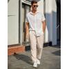 imageCOOFANDY Mens Linen Casual Pants Lightweight Drawstring Beach Pants Elastic Waist Cropped PantsBeige
