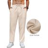 imageCOOFANDY Mens Linen Casual Pants Lightweight Drawstring Beach Pants Elastic Waist Cropped PantsBeige