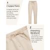 imageCOOFANDY Mens Linen Casual Pants Lightweight Drawstring Beach Pants Elastic Waist Cropped PantsBeige