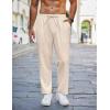 imageCOOFANDY Mens Linen Casual Pants Lightweight Drawstring Beach Pants Elastic Waist Cropped PantsBeige