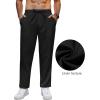 imageCOOFANDY Mens Linen Casual Pants Lightweight Drawstring Beach Pants Elastic Waist Cropped PantsBlack