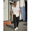 imageCOOFANDY Mens Linen Casual Pants Lightweight Drawstring Beach Pants Elastic Waist Cropped PantsBlack