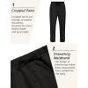 imageCOOFANDY Mens Linen Casual Pants Lightweight Drawstring Beach Pants Elastic Waist Cropped PantsBlack
