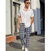 imageCOOFANDY Mens Linen Casual Pants Lightweight Drawstring Beach Pants Elastic Waist Cropped PantsBlack Plaid